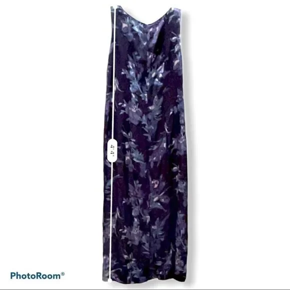 Laura Ashley 1990’s Vintage Maxi Blue Purple Muted Fairycore Floral Dress sz - Picture 3 of 12